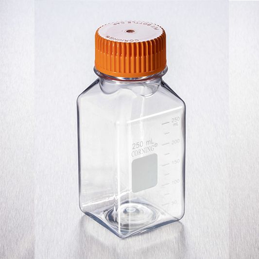 Corning® 250 mL方形PET储液瓶，带45 mm盖