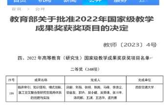 喜报！西安交通大学第一附属医院荣获国家级教学成果奖二等奖 1 项