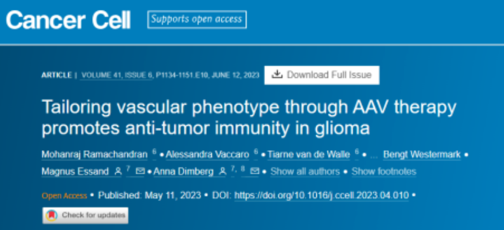 文献分享丨Cancer Cell刊登新型AAV基因疗法，用于攻克脑肿瘤！