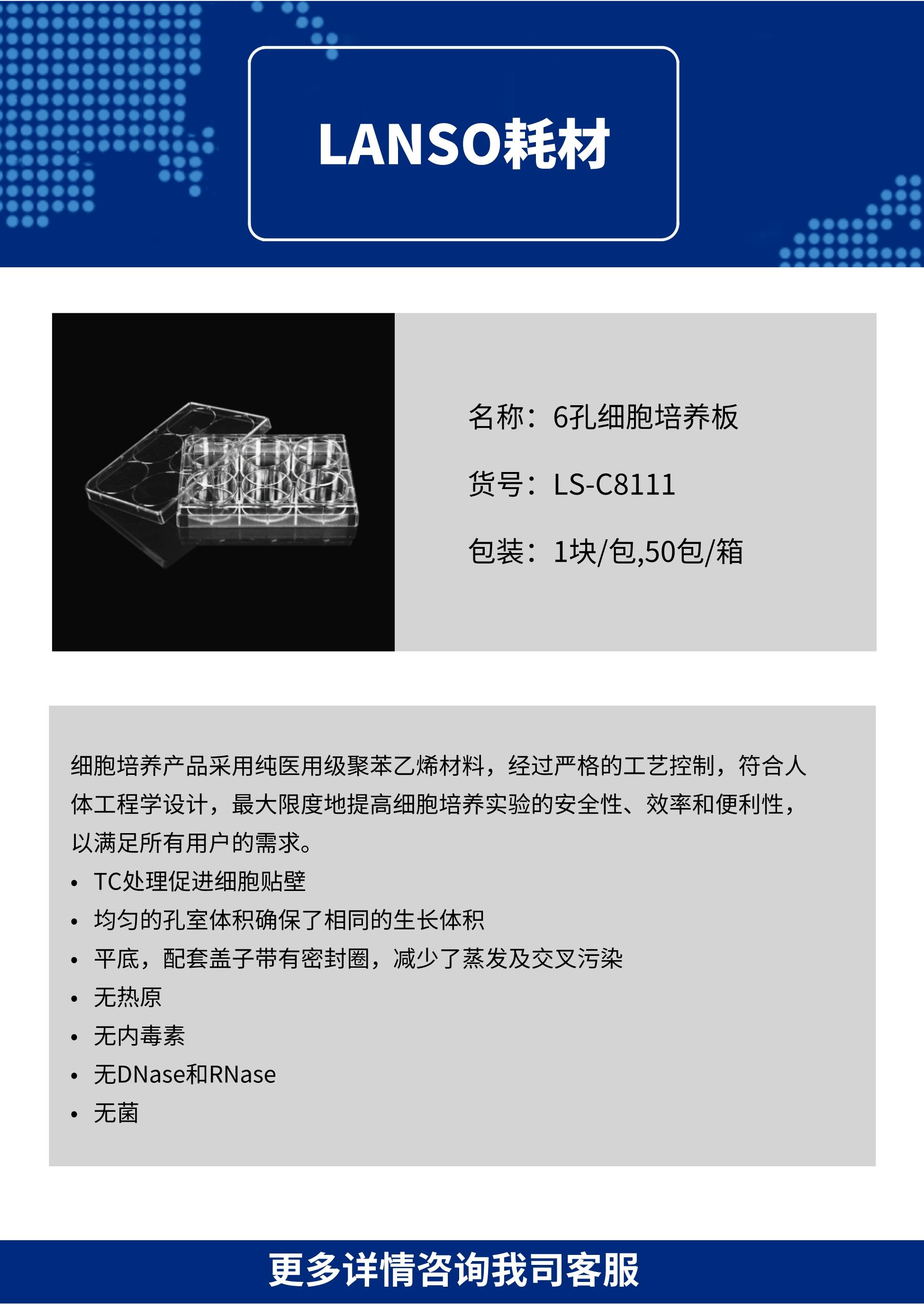 6孔细胞培养板,平底,TC处理