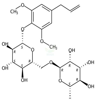 甲氧基丁香酚-4-O-鼠李糖-(1→2)-葡萄糖苷   CAS号：903519-86-8