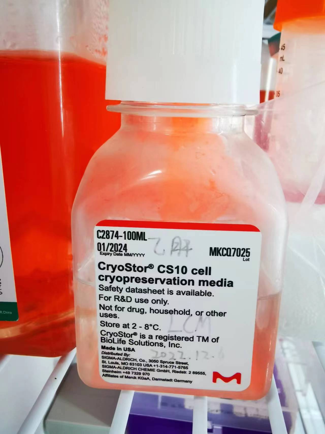 Sigma货号C2874-100ml细胞冻存培养基CryoS