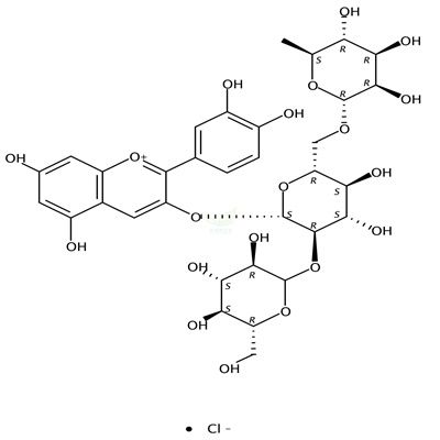 矢车菊-3-O-2G-葡萄糖芸香糖苷  CAS号：55028-57-4