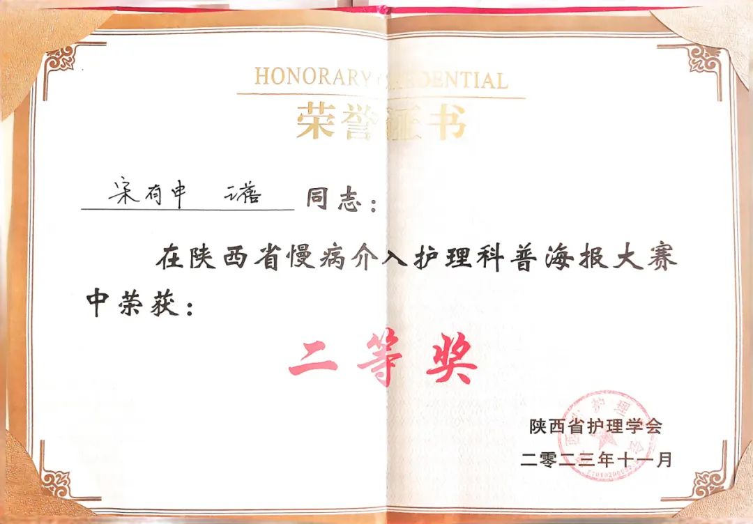 西安市中医医院介入中心护理团队在陕西省慢病介入护理科普海报大赛中喜获二等奖