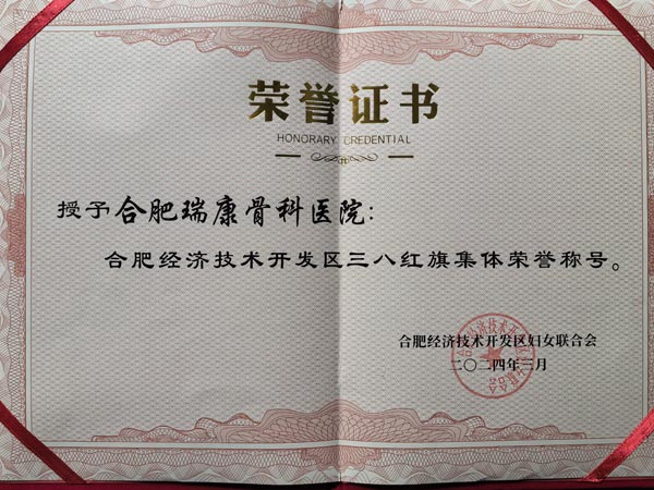 合肥瑞康骨科医院荣获合肥经开区三八红旗集体荣誉称号