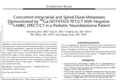 北京一脉阳光病例报道在《Clinical Nuclear Medicine》杂志成功发表