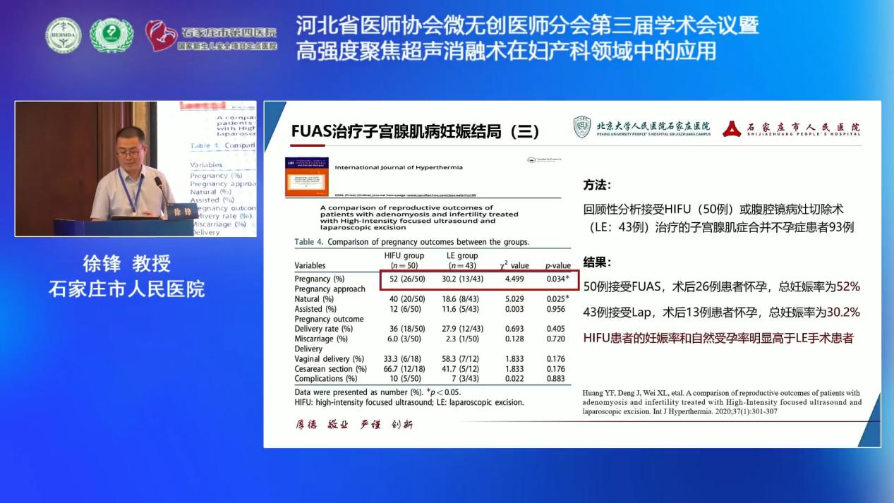 石家庄市人民医院徐锋：聚焦超声消融手术在子宫腺肌病生育力保护中的应用