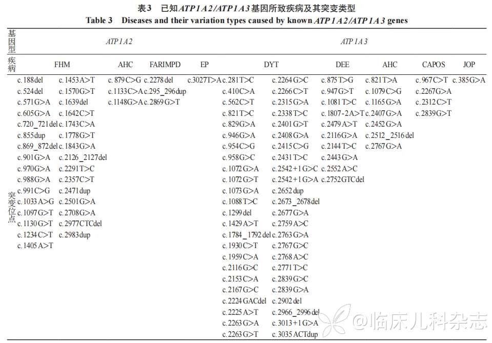 ATP1A2/ATP1A3 基因变异患儿 10 例遗传学及临床特征分析