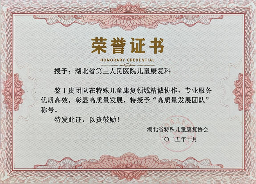 三喜临门!湖北省第三人民医院儿童康复科荣获三项省级殊荣