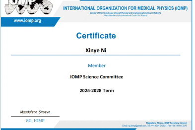 南京医科大学第三附属医院倪昕晔教授作为中国大陆唯一代表当选国际医学物理组织-科学委员会委员