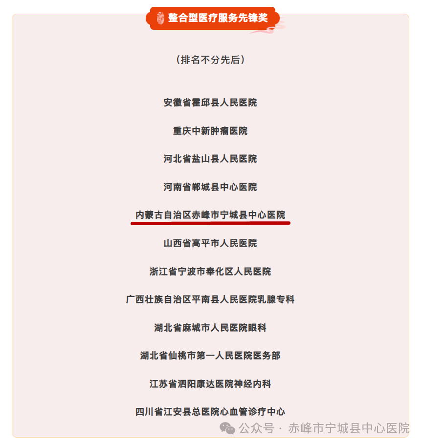 「县域医疗榜样力量」 | 宁城县中心医院在第十三届县域卫生发展大会中荣获整合型医疗服务先锋奖