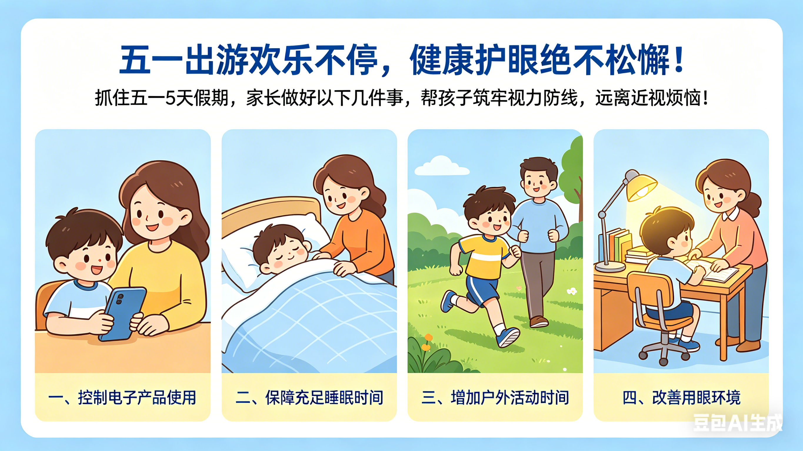 五一假期别让孩子抱着手机平板过，做好这几件事，守住孩子视力