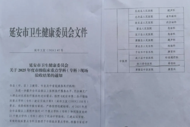 洛川骨伤医院骨伤科通过市级临床重点专科验收