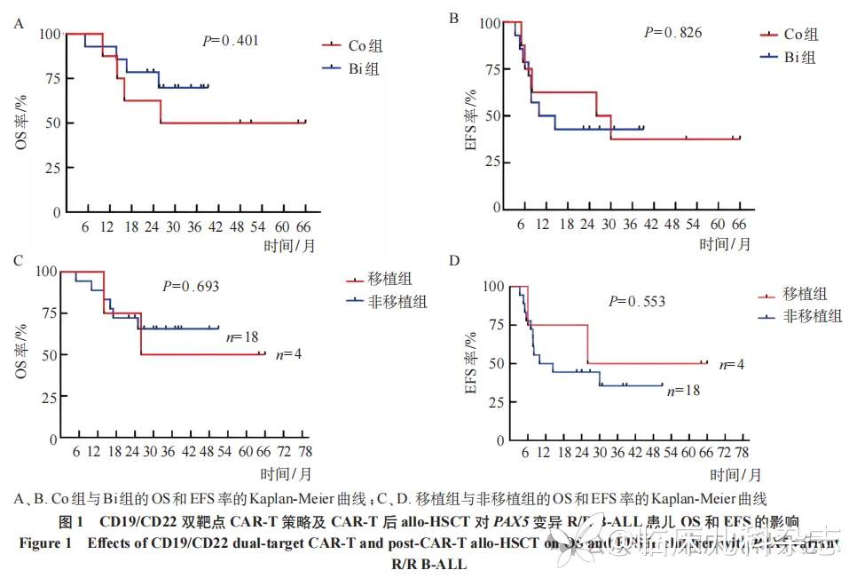 两种 CD19/CD22 双靶点 CAR-T 细胞治疗策略在儿童 PAX5 基因变异复发/难治性 B 细胞急性淋巴细胞白血病中的疗效对比研究