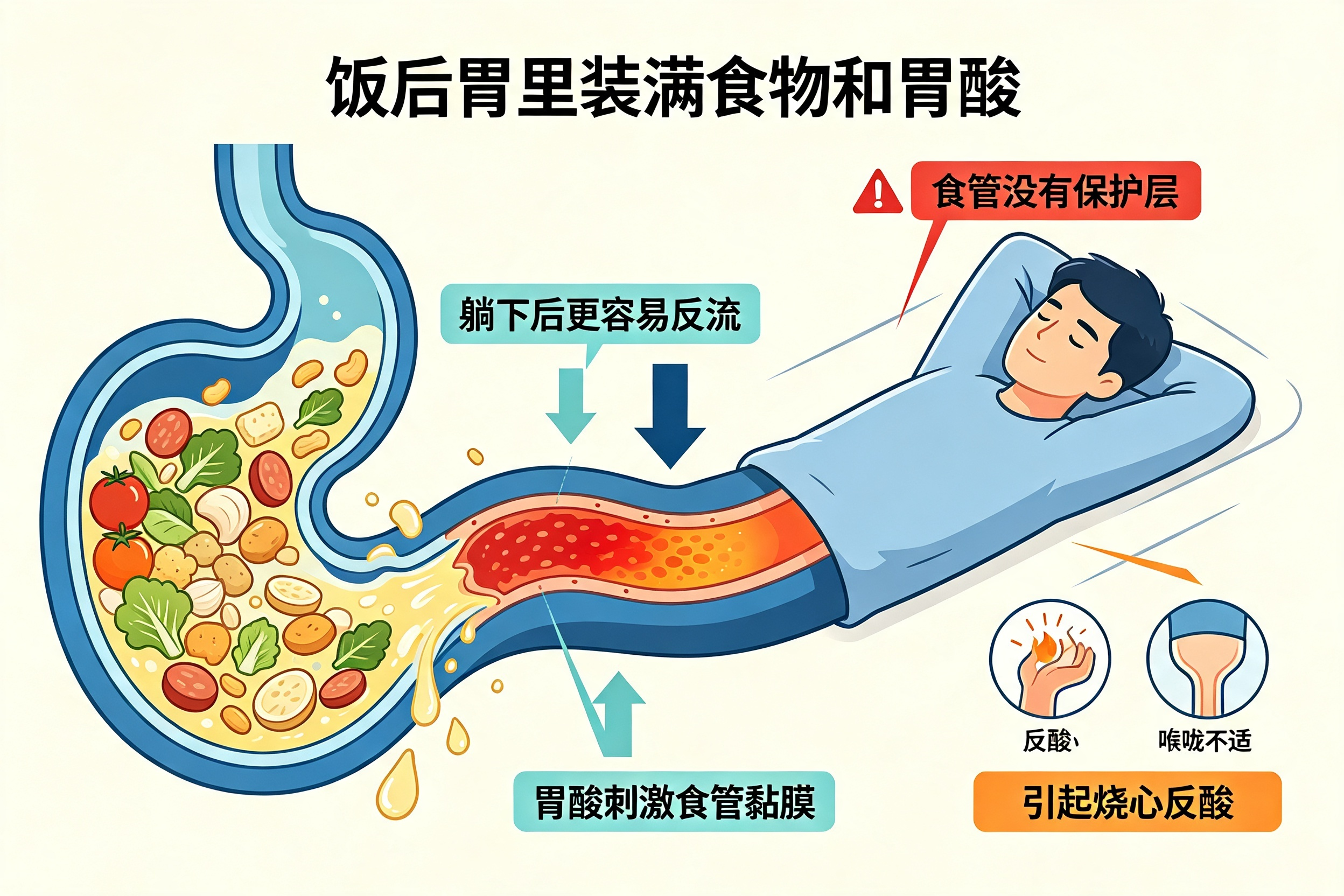 为什么有的人"吃完饭就躺下"会"烧心"