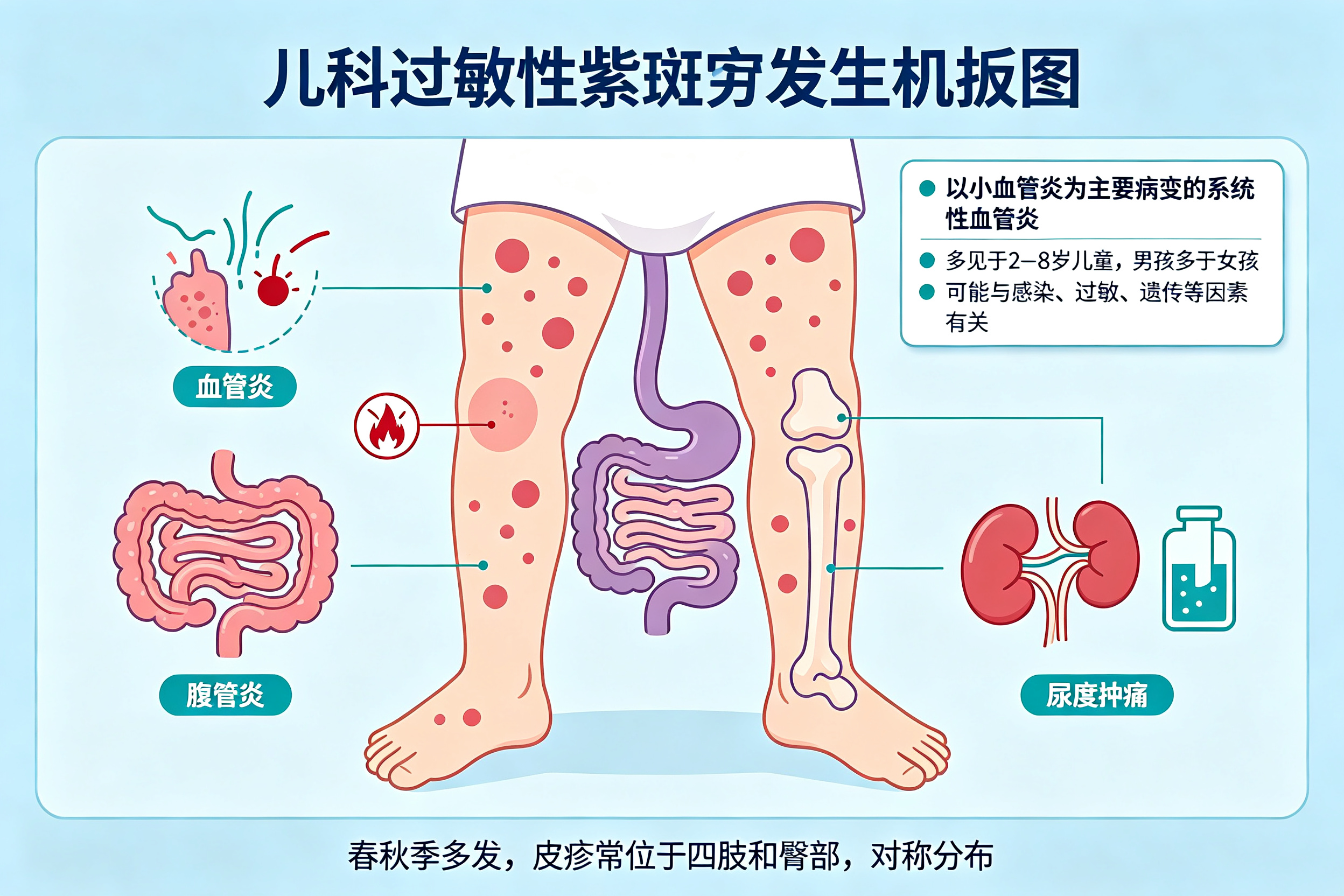 孩子皮疹+腹痛,可能是过敏性紫癜(腹型)