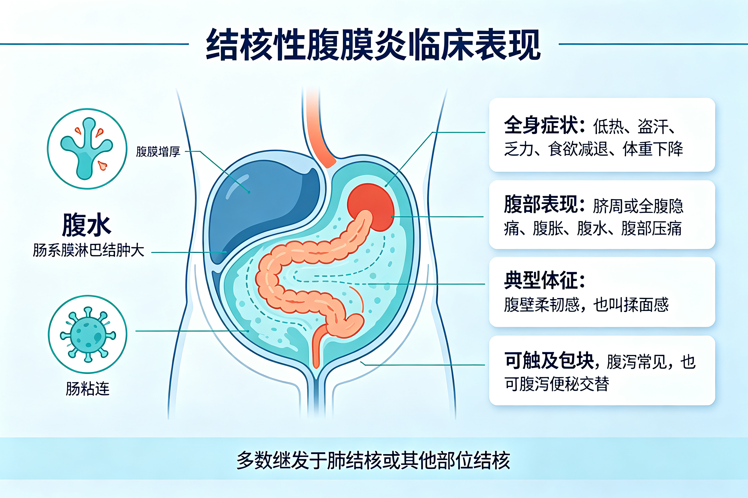 长期低热、腹痛、腹胀,警惕结核性腹膜炎