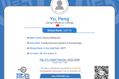 南大二附院余鹏医师入选 2026 年全球前 2% 顶尖科学家榜单