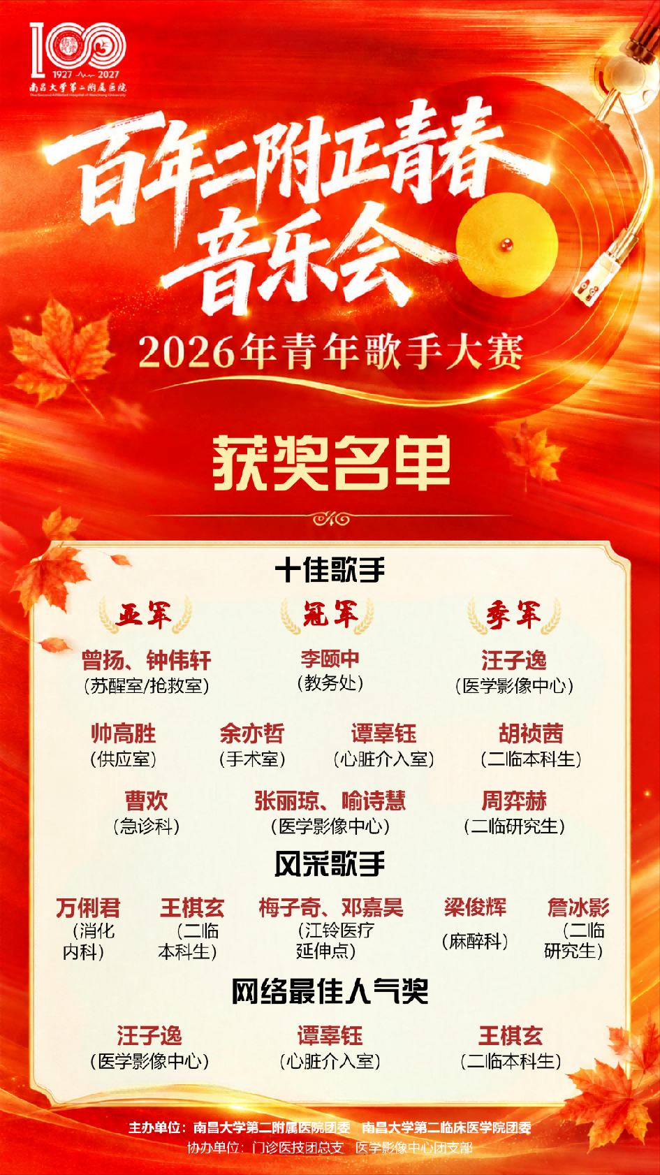百年二附正青春！南大二附院 2026 年青年歌手大赛圆满举办