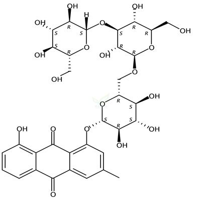 大黄酚-1-O-β-三葡萄糖苷  CAS号：120181-07-9