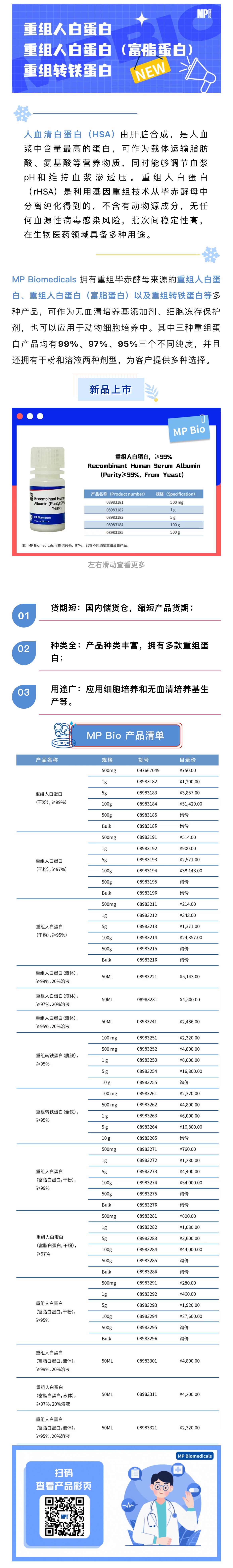 【新品上市】MP再添三个重组蛋白产品！