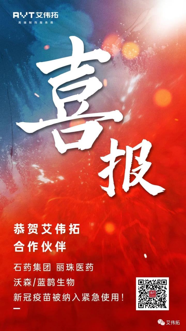 热烈祝贺合作伙伴石药集团、丽珠医药、沃森/蓝鹊生物novel coronavirus疫苗被纳入紧急使用！