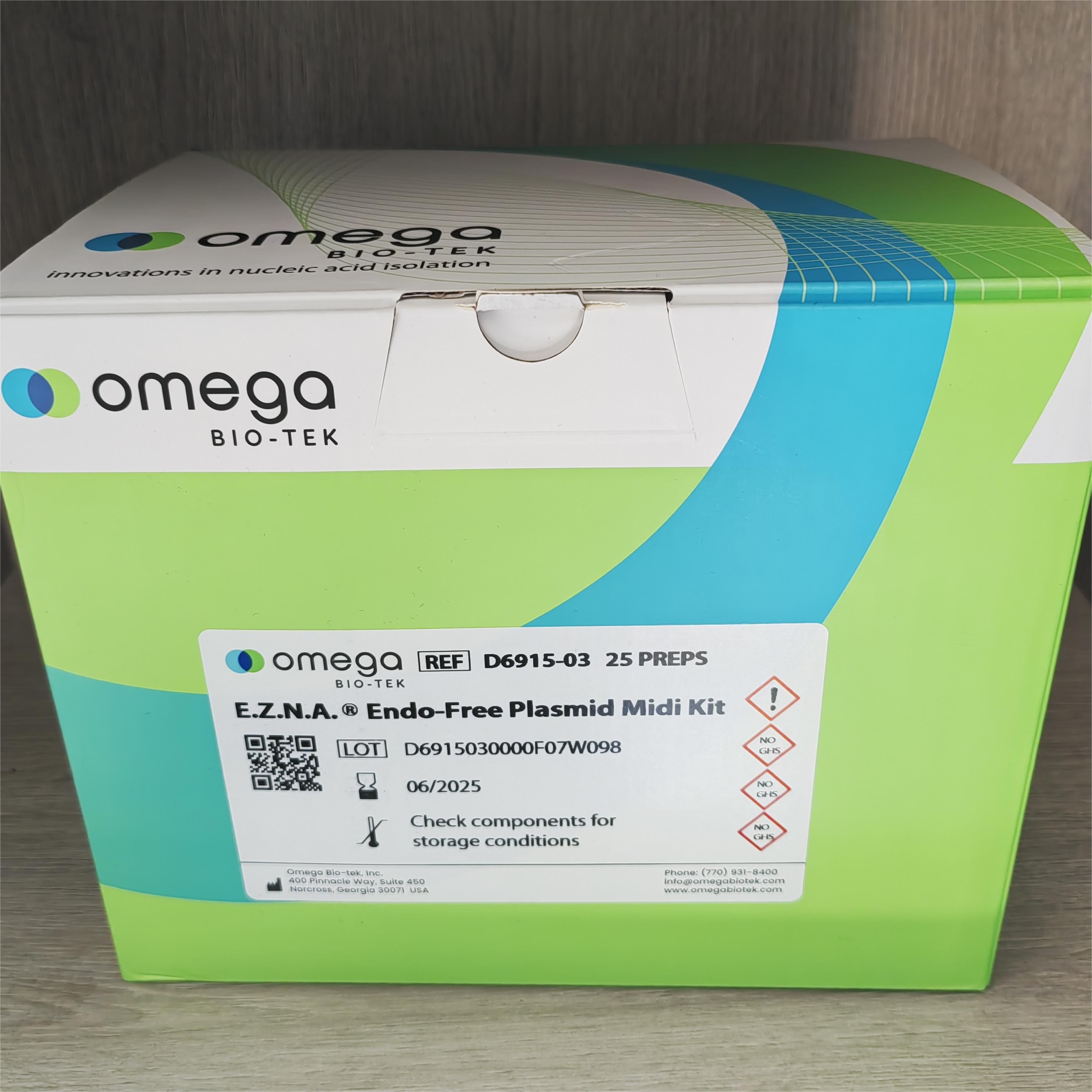 Endo-free Plasmid Midi Kit(25) 无内毒素中量提取试剂盒  Omega D6915-03