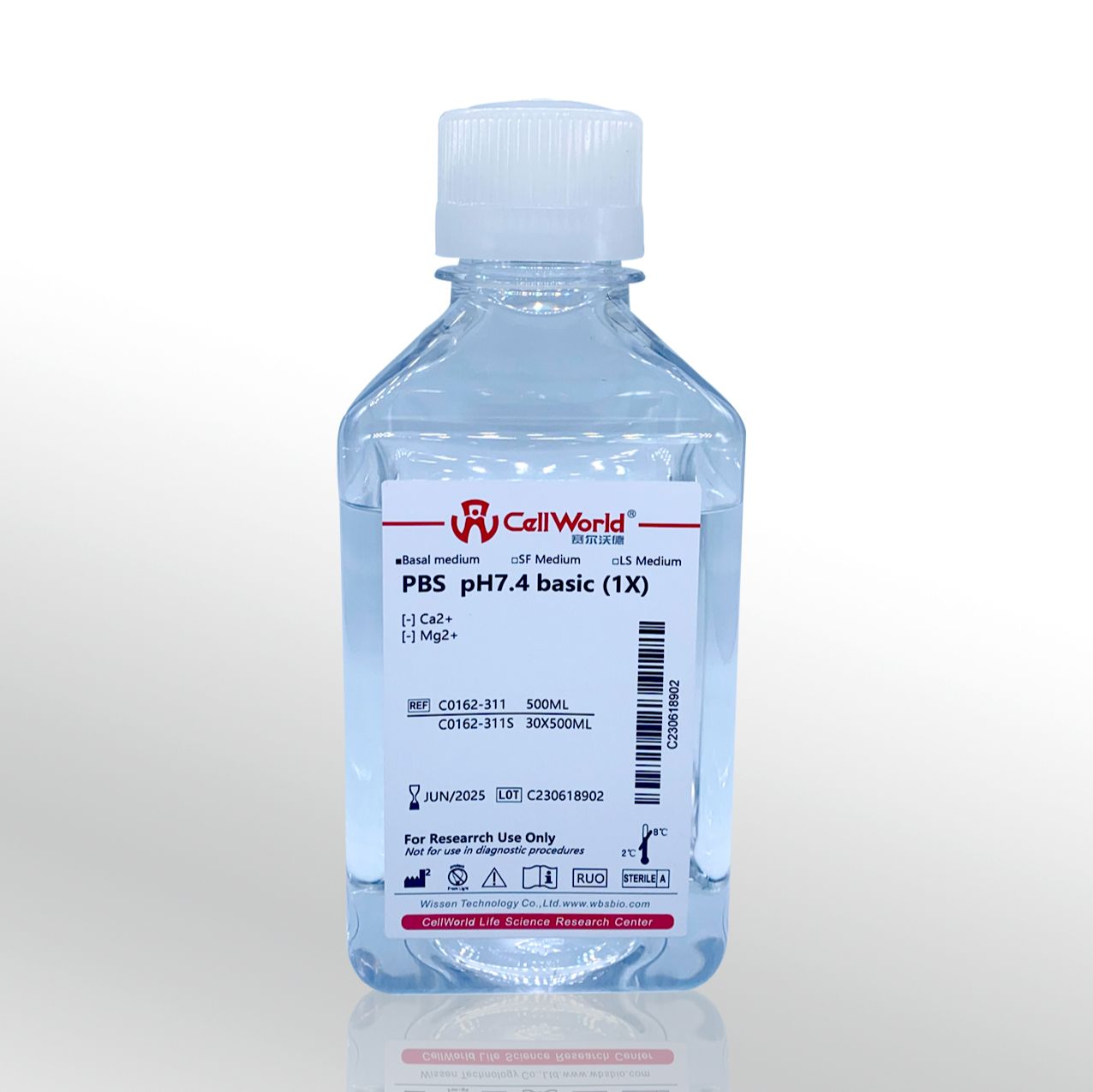 CellWorld PBS磷酸盐缓冲盐溶液1X pH7.4 C0162-311