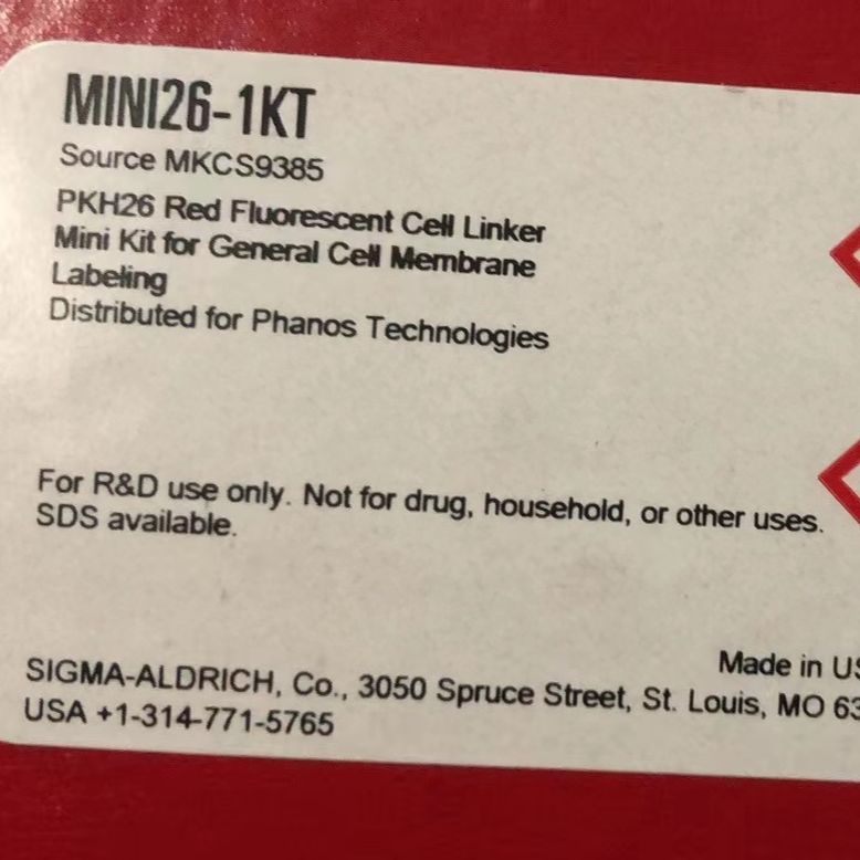 Sigma-Aldrich货号MINI26-1KT现货PKH26 Red Fluorescent Cell Linker Mini Kit(用于常规细胞膜标记)上海睿安生物13611631389