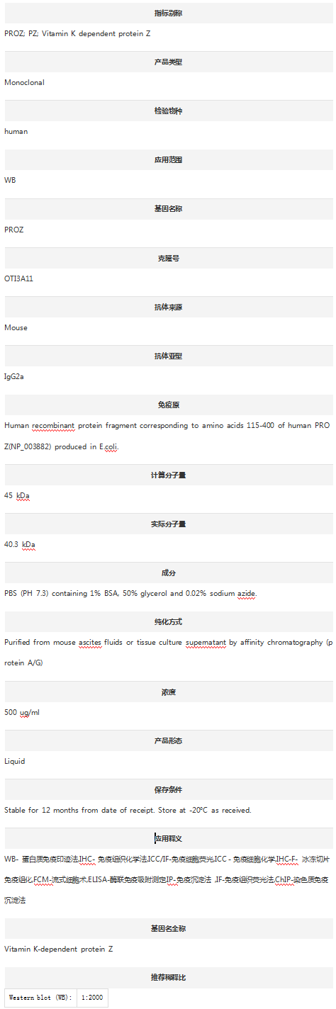 Anti-PROZ Antibody (Clone#OTI3