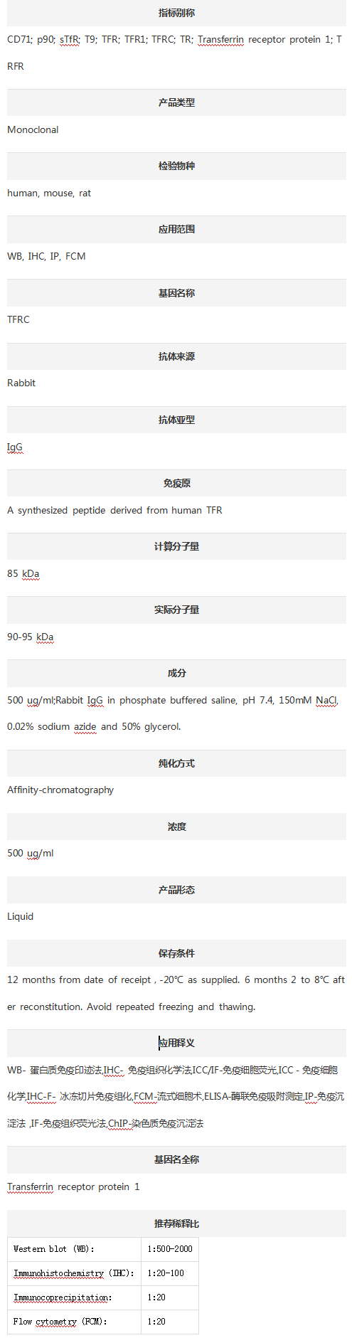 Anti-CD71/TFRC Antibody