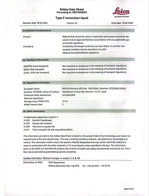 德国徕卡Leica莱卡10ml无荧光显微镜浸镜油F型1151