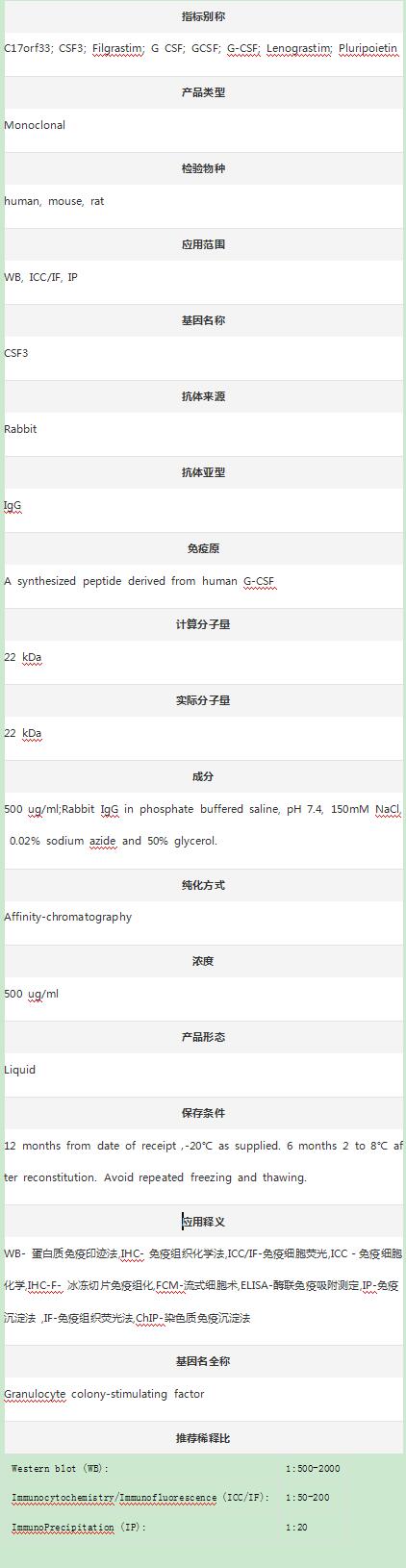 Anti-G-CSF/CSF3 Antibody
