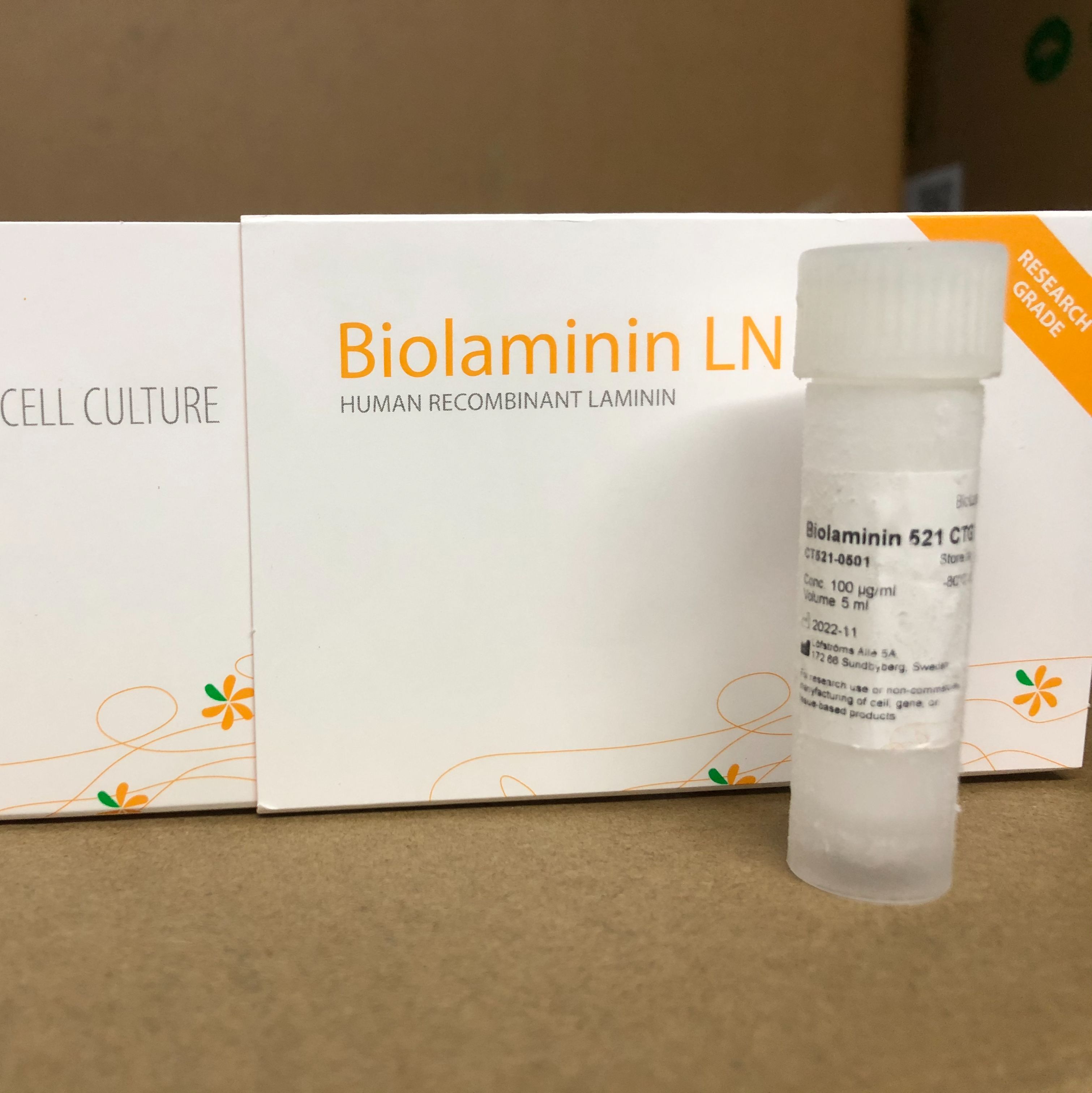 BioLamina CT521-0501细胞治疗级BioLaminin 521(临床标准:助力细胞大规模生产)瑞典BioLamina-521CT货号CT521-0501上海睿安生物13611631389