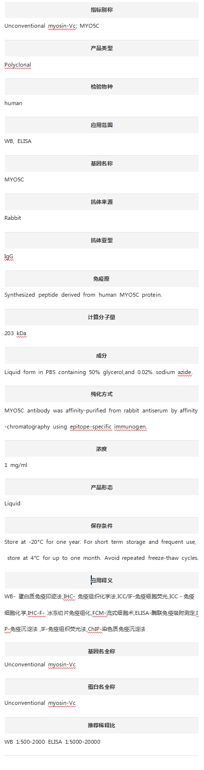 Anti-MYO5C Antibody