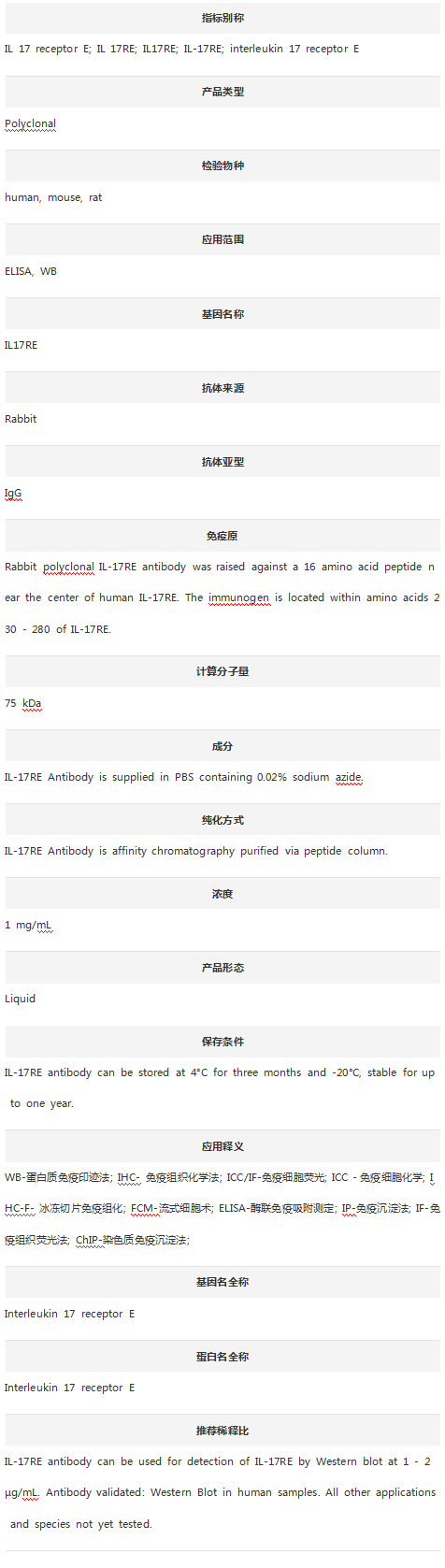 Anti-IL17RE Antibody