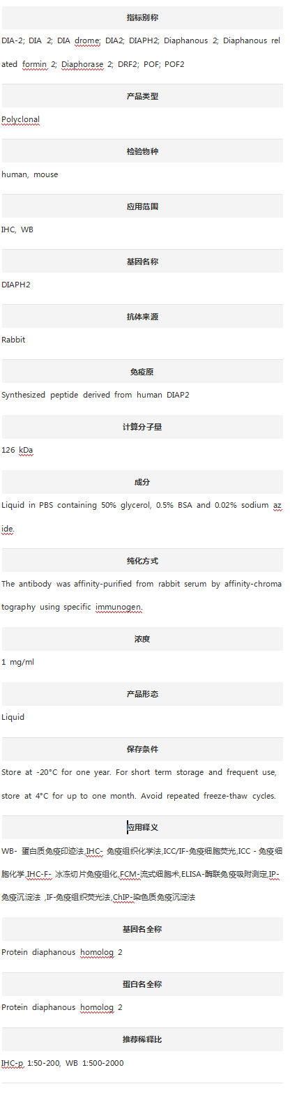 Anti-DIAPH2 Antibody
