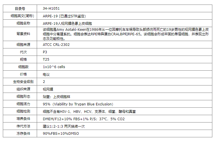 【STR鉴定】ARPE-19、ARPE-19细胞、ARPE-