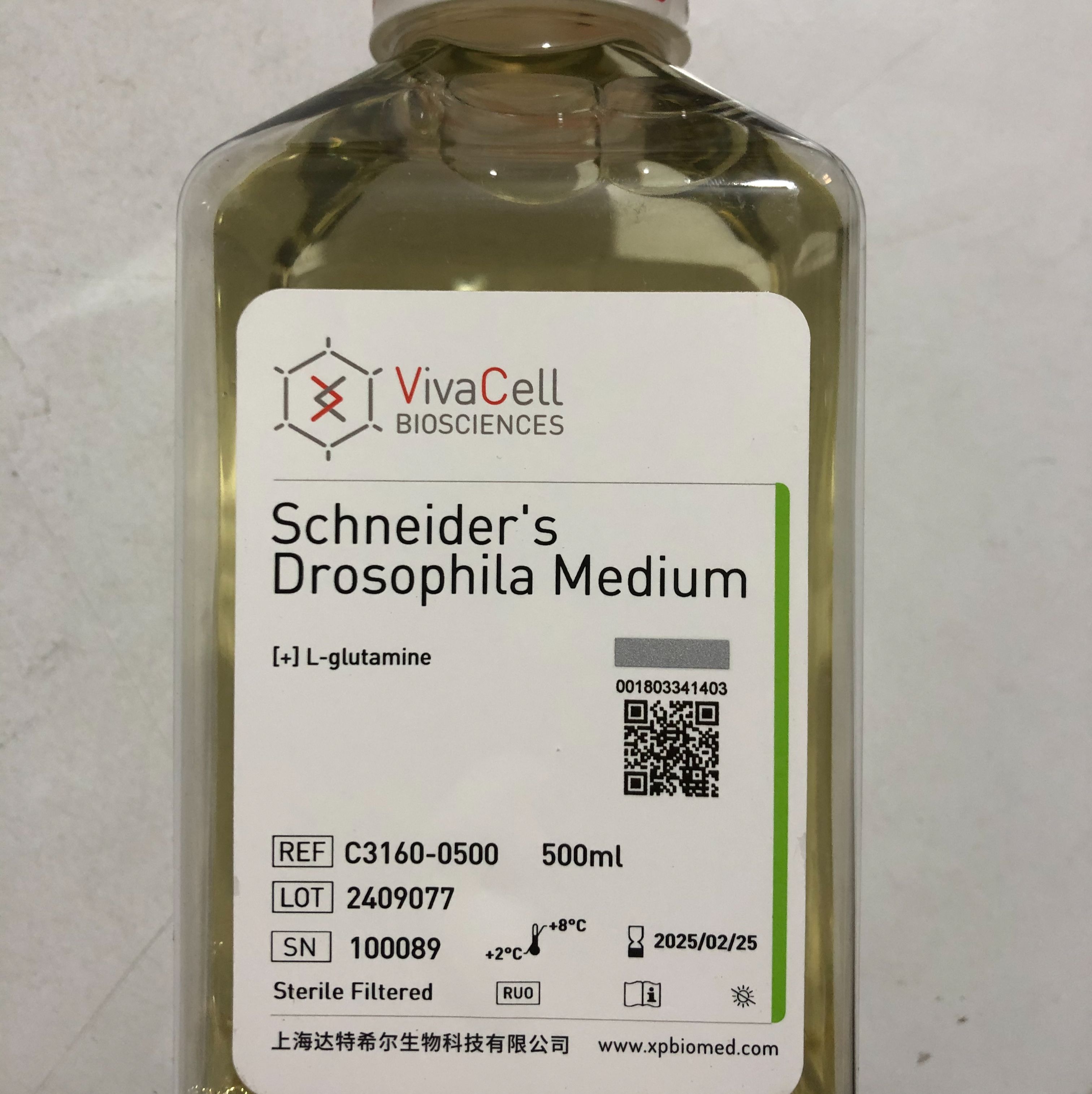 VivaCell货号C3160-0500施耐德的果蝇培养基(含谷氨酰胺)13611631389上海睿安生物