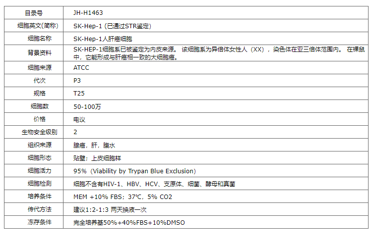 【STR鉴定】SK-Hep-1、SK-Hep-1细胞、SK-