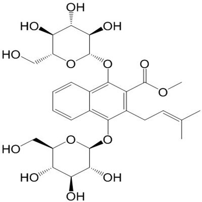 1,4-二羟基-3-异戊烯基-2-萘酸甲酯双葡萄糖苷 90685-26-0