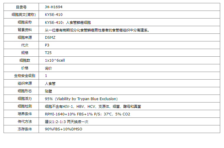【STR鉴定】KYSE-410、KYSE-410细胞、KYS