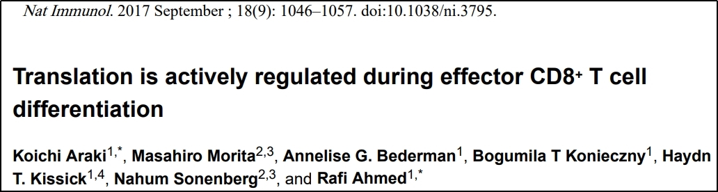 Nat Immunol. | 效应CD8+ T细胞分化过程中Polysome profiling技术的应用