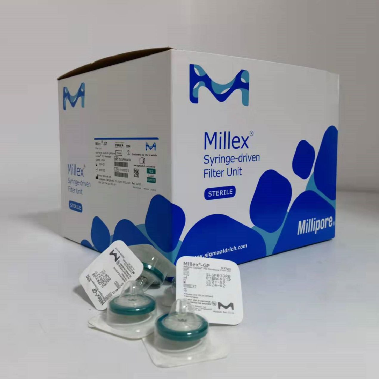 Millipore-33mm一次性针头滤器 0.22u PES膜 整盒