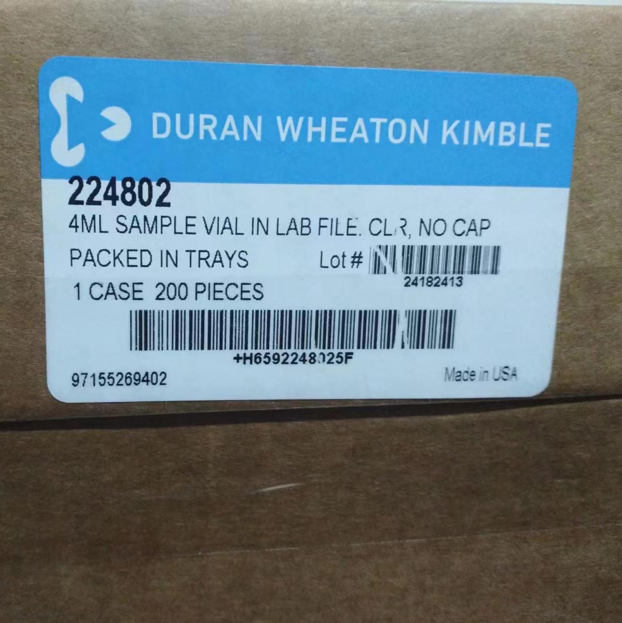 duran wheaton kimble 224802  玻璃瓶（4ml 标准瓶,无色透明,无盖）