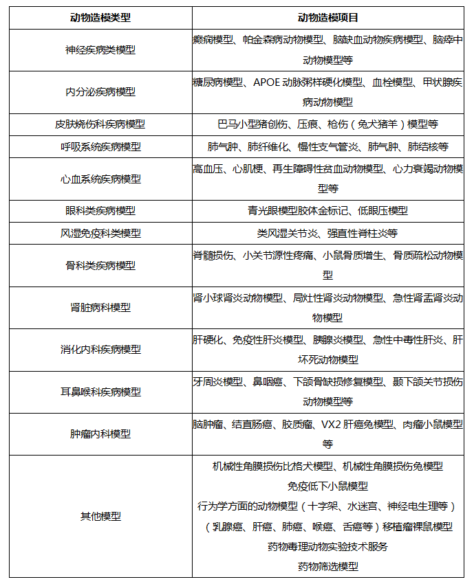 疾病模型/动物造模