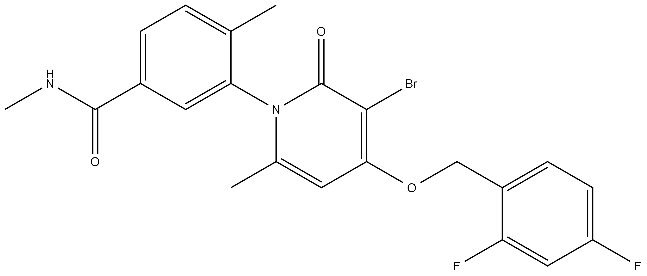 3-溴-4-(2,4-二氟苄氧基)-1-[5-[(甲基氨基)羰基]-2-甲基苯基]-6-甲基吡啶-2(1H)-酮