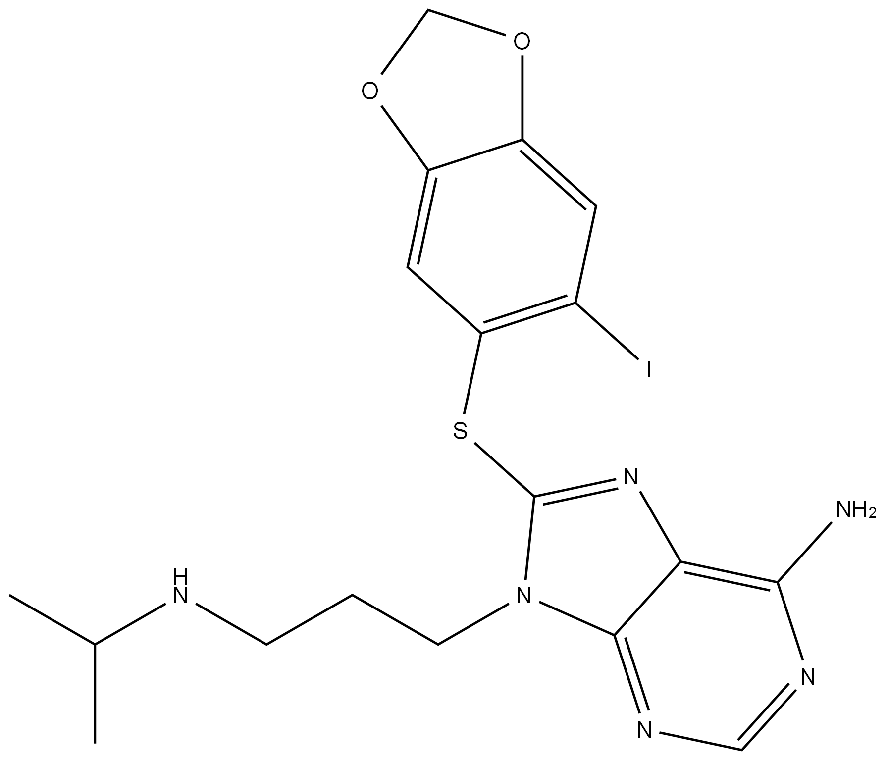 6-氨基-8-[(6-碘-1,3-苯并二茂-5-基)硫基]-N-异丙基-9H-嘌呤-9-丙胺