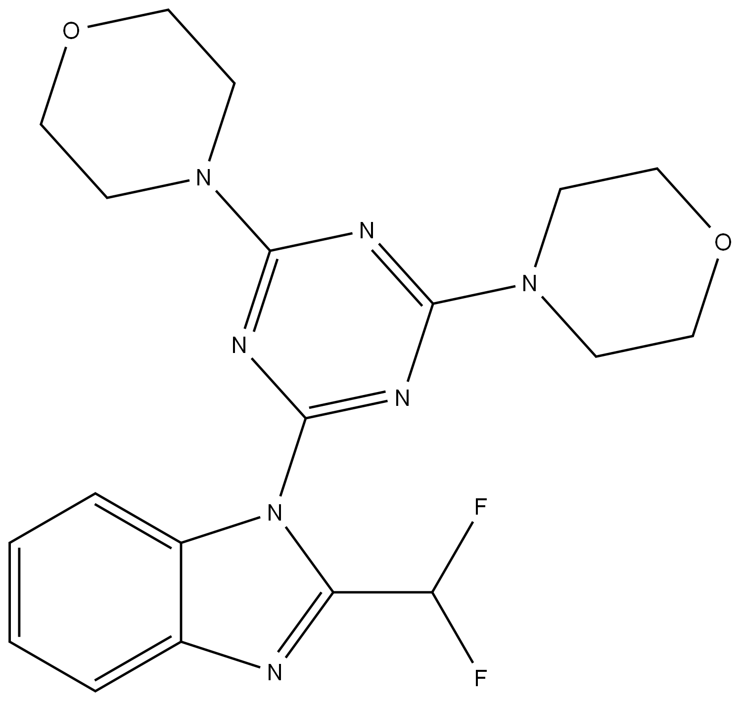 2-(2-二氟甲基苯并咪唑-1-基)-4,6-二吗啉基-1,3,5-三嗪