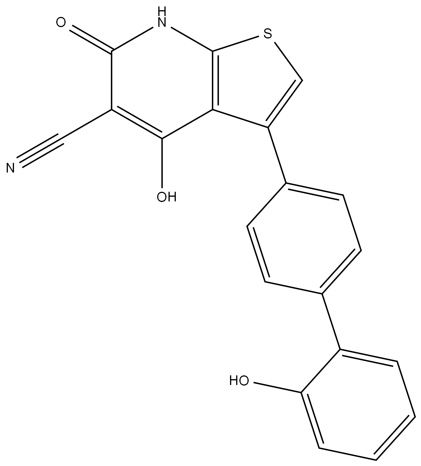 4-羟基-3-(2'-羟基-1,1'-联苯-4-基)-6-氧代-6,7-二氢噻吩并[2,3-B]吡啶-5-甲腈